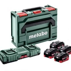 Kit de démarrage sans fil Metabo 685143000 - Set de batteries Li-Ion 18V (4x batterie LiHD 10Ah) + chargeur duo ASC 145 DUO dans MetaBOX